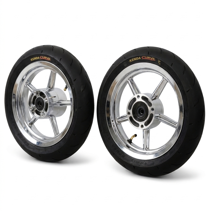 Chrome 12-inch Supermoto wheel set
