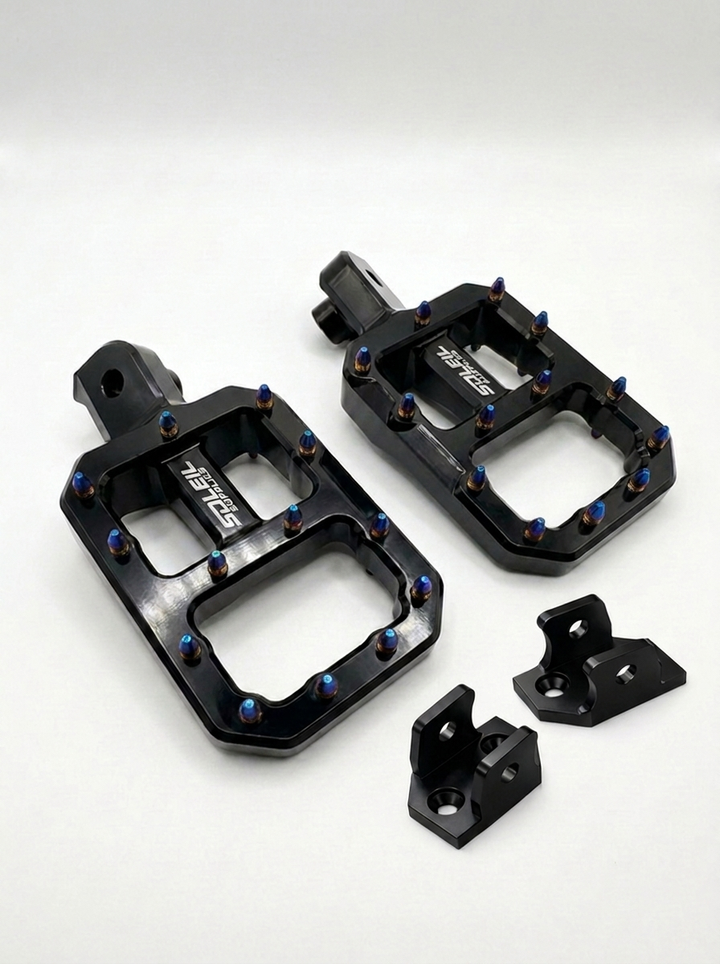 Upgraded CNC Pegs — Black , Chrome with Silver or Jet Blue Spikes