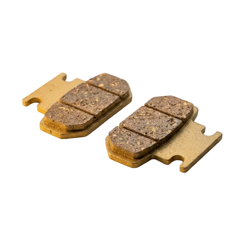 Two brake pads on a beige background with 'Soleil Supplies' logo.