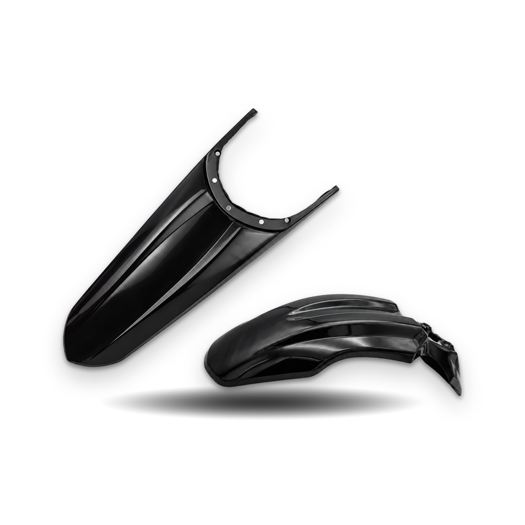 Tuttio glossy black front and rear fender kit on a white background