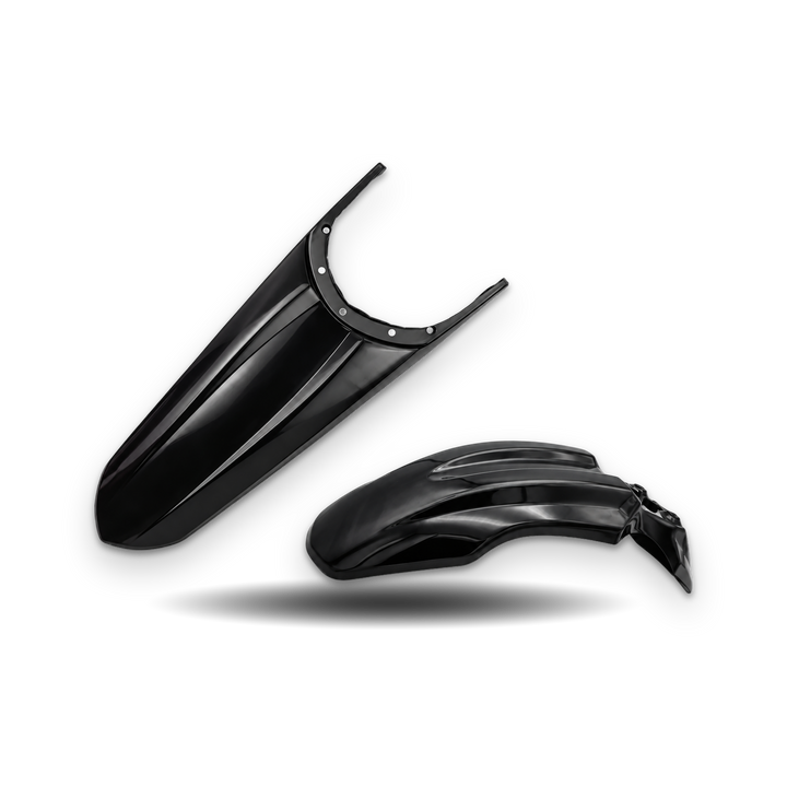 Tuttio glossy black front and rear fender kit on a white background
