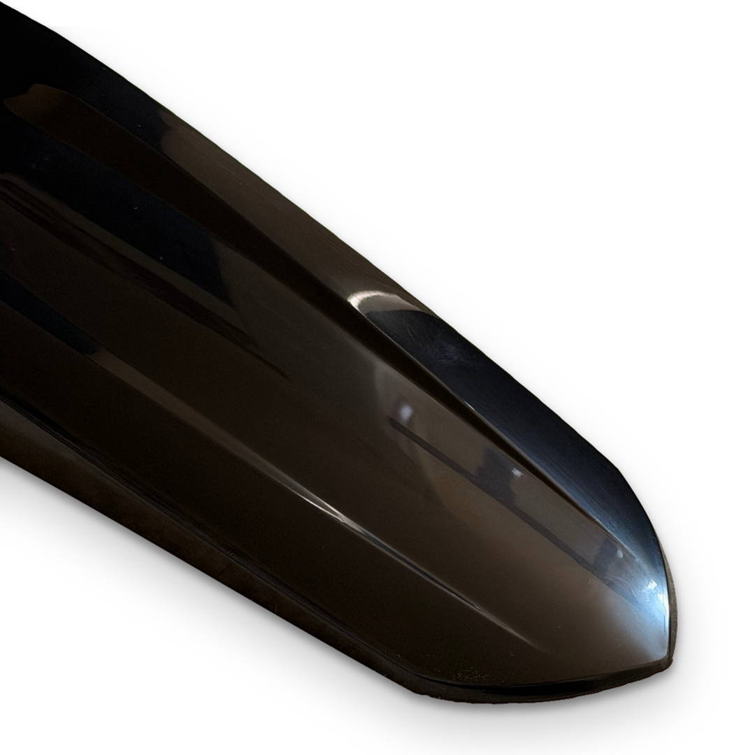 Yozma Extended Rear Fender in Glossy Black, rear-tip detail on white