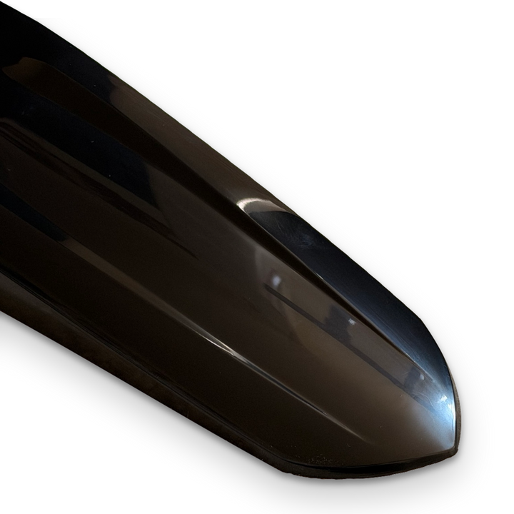 Yozma Extended Rear Fender in Glossy Black, rear-tip detail on white