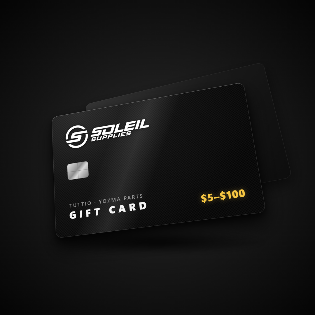Soleil Supplies gift card, black card with the Soleil Supplies logo, $5 to $100