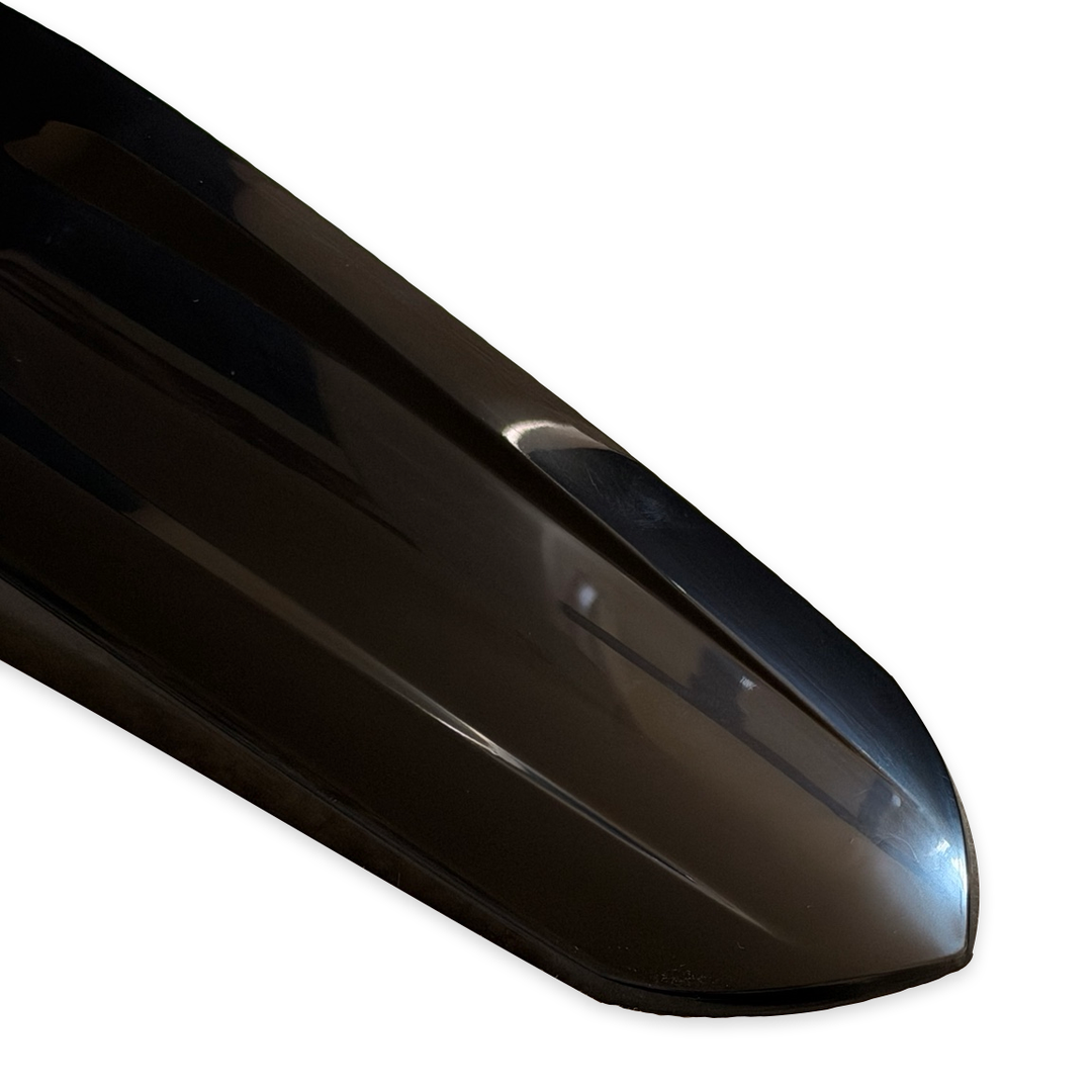 Yozma Extended Rear Fender in Glossy Black, rear-tip detail on white
